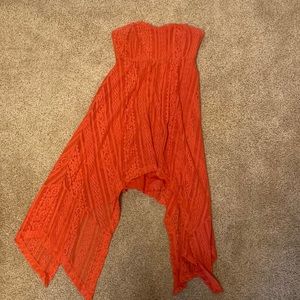 Free People coral asymmetrical midi dress